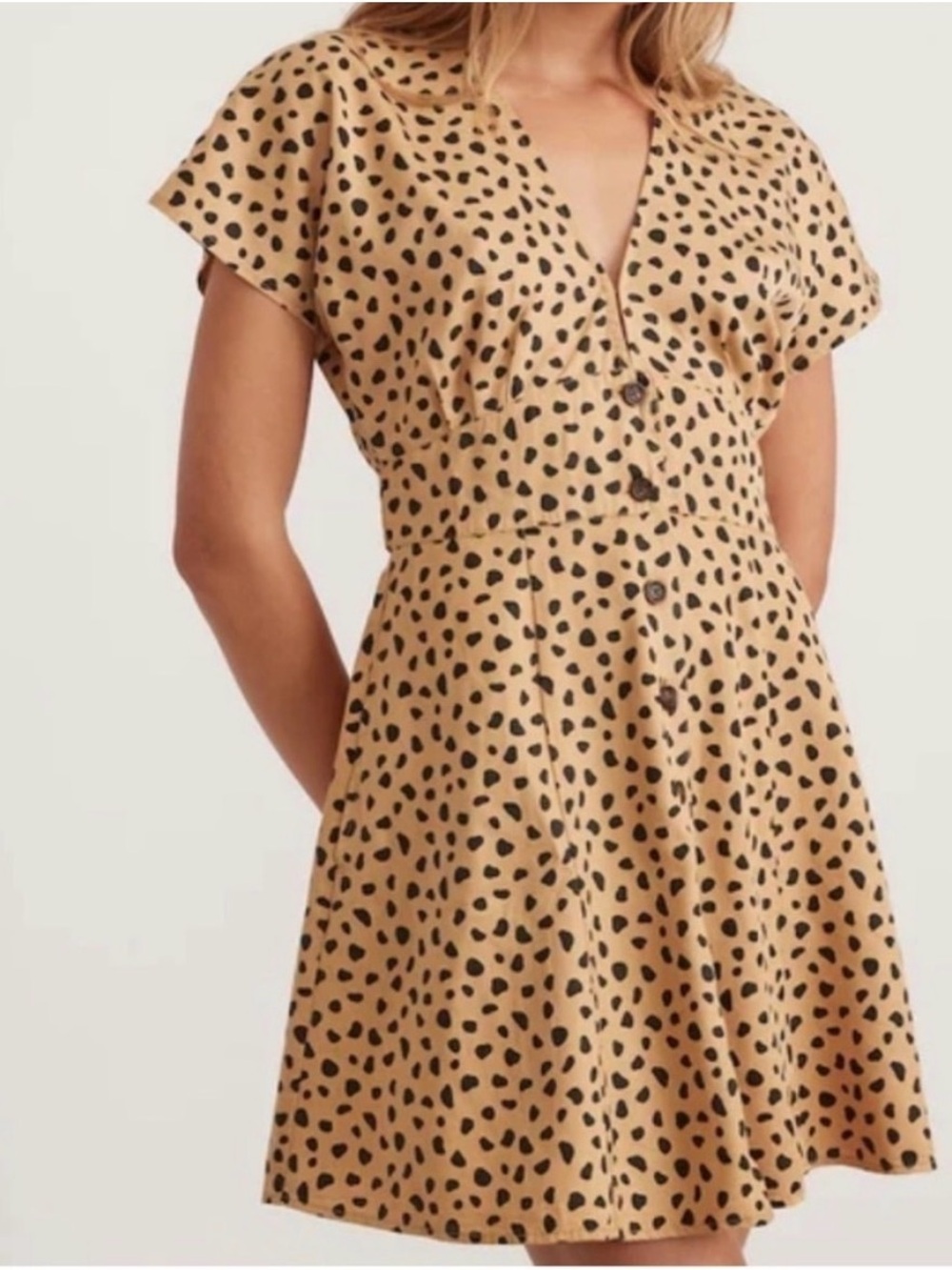Marine Layer Camilla Tie Back Cheetah Animal Print Mini Dress Small